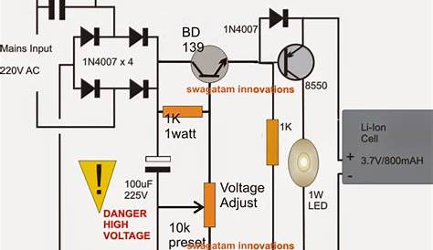 1 Watt LED Emergency Lamp Circuit Using Li-Ion Battery