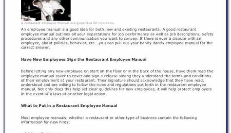 restaurant operations manual template