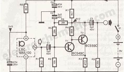 Electret Microphone Amplifier Circuit - ElectroSchematics.com