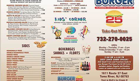 25 burgers menu pdf
