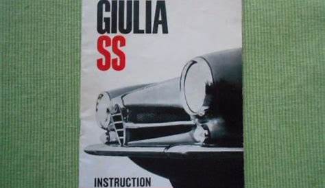 Buy ALFA ROMEO GIULIA SS Used Original INSTRUCTION BOOK / OWNERS MANUAL