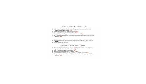 stoichiometry limiting reagent worksheet key