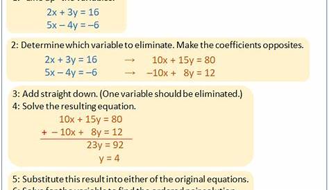 Elimination Method for Solving a System of Linear Equations (examples