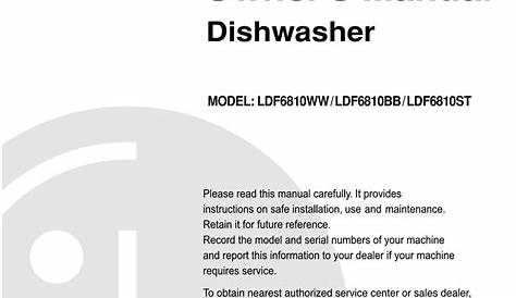 LG LDF6810BB DISHWASHER OWNER'S MANUAL | ManualsLib