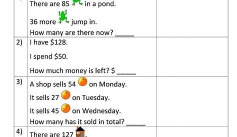 Addition Subtraction Word Problems 2nd Grade