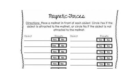 magnetic forces worksheet 8th grade