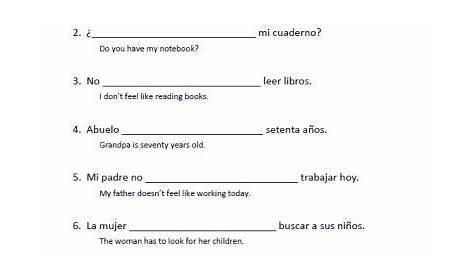 spanish conjugation worksheets