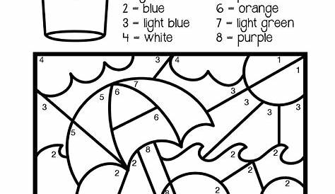 summer color by number printables free