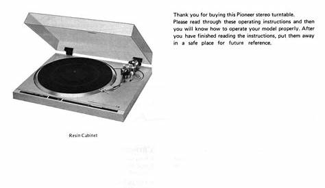 Free Audio Service Manuals - Free download Pioneer PL 200 Owners Manual