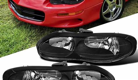 98-02 Chevy Camaro Z28 Replacement Black Clear Headlights Driving Head