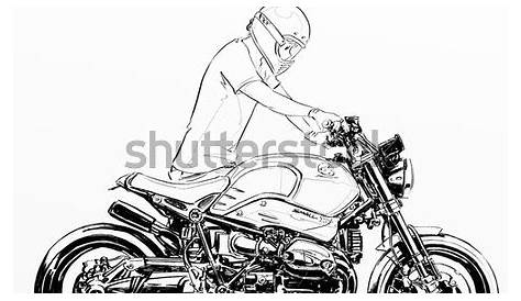 Man Riding Motorcycle Sketch Stock Illustration 474357202 - Shutterstock