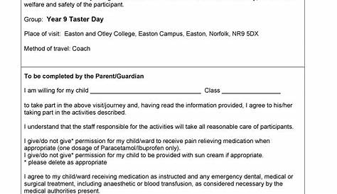 Free Parental Medical Consent Form Template ~ Addictionary