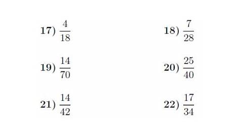 simplifying fractions worksheets with answers