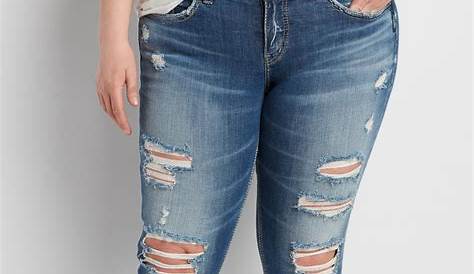 Silver Jeans Co.® plus size Suki destructed crop jeans | Cropped jeans