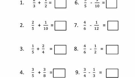 Adding and subtracting unlike fractions online worksheet for 4. You can