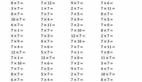 7x Multiplication Worksheets - Free Printable