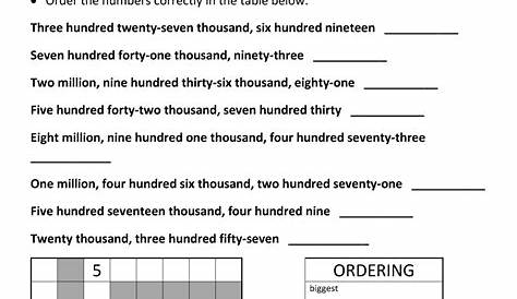 4th Grade Math Worksheets: Reading, Writing and Rounding BIG Numbers