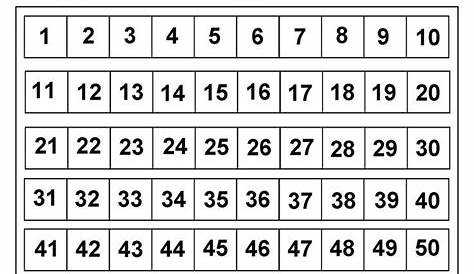 Numbers 1-50 Worksheets | Free printable numbers, Number chart, Math