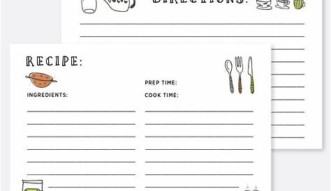 Printable Recipe Card Recipe Card Template 4x6 Kitchen - Etsy