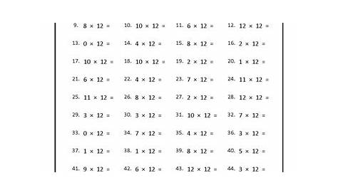 multiplication by 12 worksheets