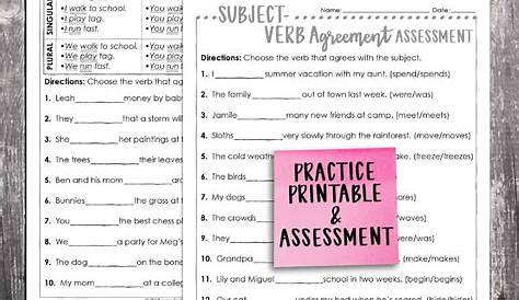 subject verb agreement worksheet 5th grade