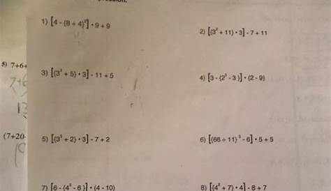 order of operations math aids answer key
