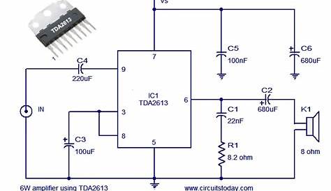 Audio power amplifier circuit using Hi Fi audio amplifier IC TDA2613