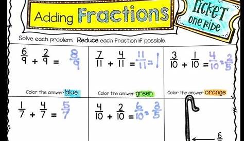 like and unlike fractions worksheets