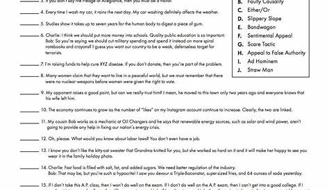 Logical Fallacies Worksheet With Answers — excelguider.com