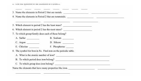 families of elements worksheet answers