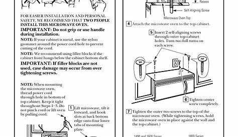 Mount the microwave oven, Installation instructions, Mount the