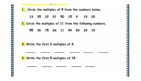multiples worksheet grade 3