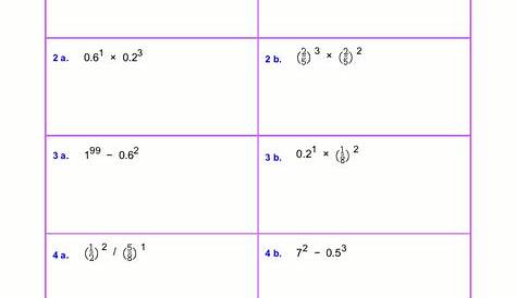 Free exponents worksheets