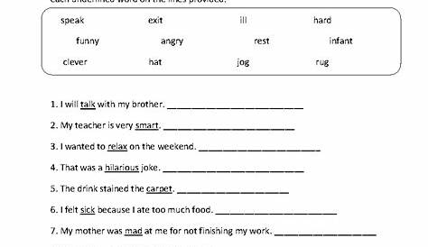 synonyms and antonyms worksheet pdf