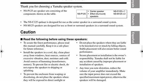 YAMAHA NS-P125 OWNER'S MANUAL Pdf Download | ManualsLib