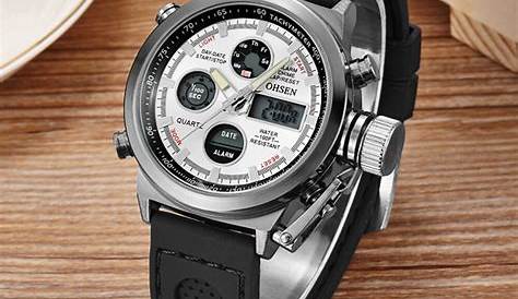 Famous Brand OHSEN Watch Men Military Digital Quartz Wristwatch White