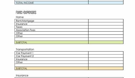 make a budget worksheets