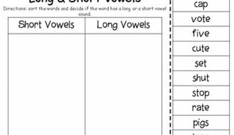 long and short vowels worksheet