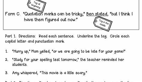 punctuating dialogue worksheets