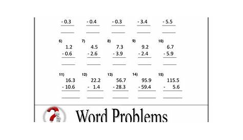 Add And Subtract Decimals Worksheet Tes - Carol Jone's Addition Worksheets