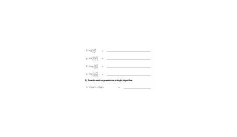 Expanding and Condensing Logarithms Worksheets