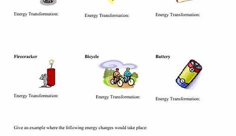 Energy Transformation Worksheet Answers 8th Grade Mathematics - Jay Sheets