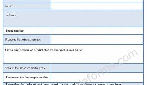 Home Improvement Form - Sample Forms