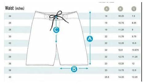 shorts size men chart