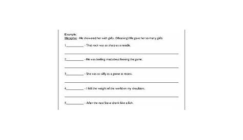 Simile And Metaphor Worksheet 1 Worksheets - Gambaran