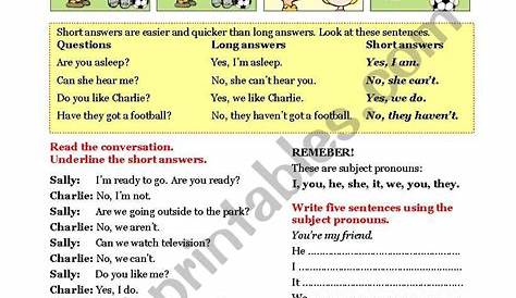 grammar worksheet answers