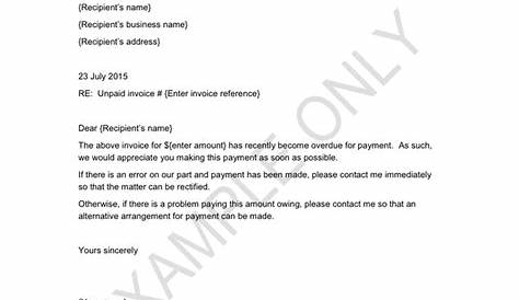 Example debt collection letter templates in Word and Pdf formats