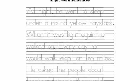 grade 1 sight words sentences worksheet