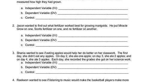 Independent And Dependent Variable Practice Worksheet