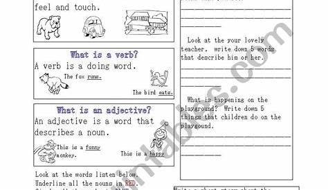 Nouns, Verbs and Adjectives - ESL worksheet by eileenism